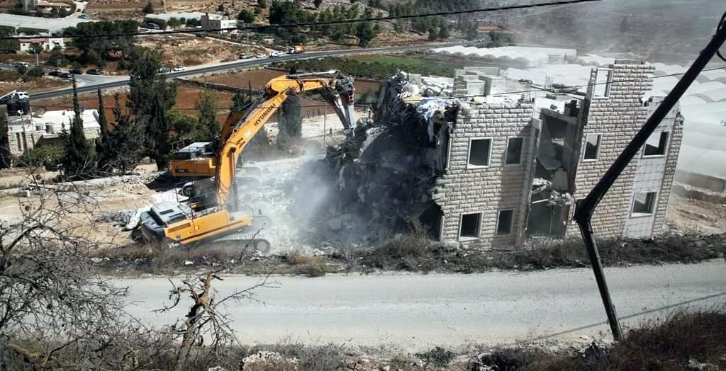 Vernieling van een huis in Palestijns gebied