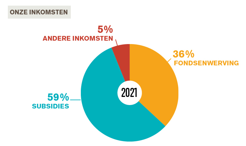 Diagram met de inkomsten voor 2021