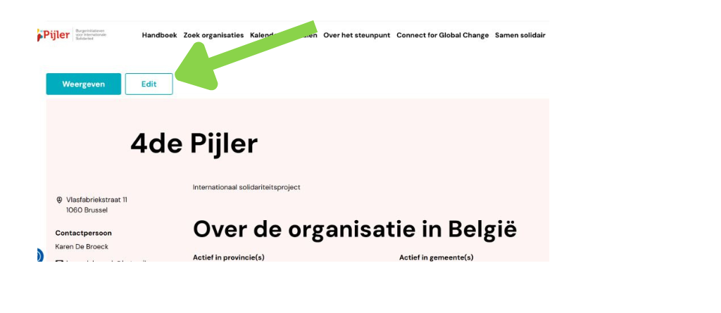 Handleiding organisatiepagina 4de Pijler