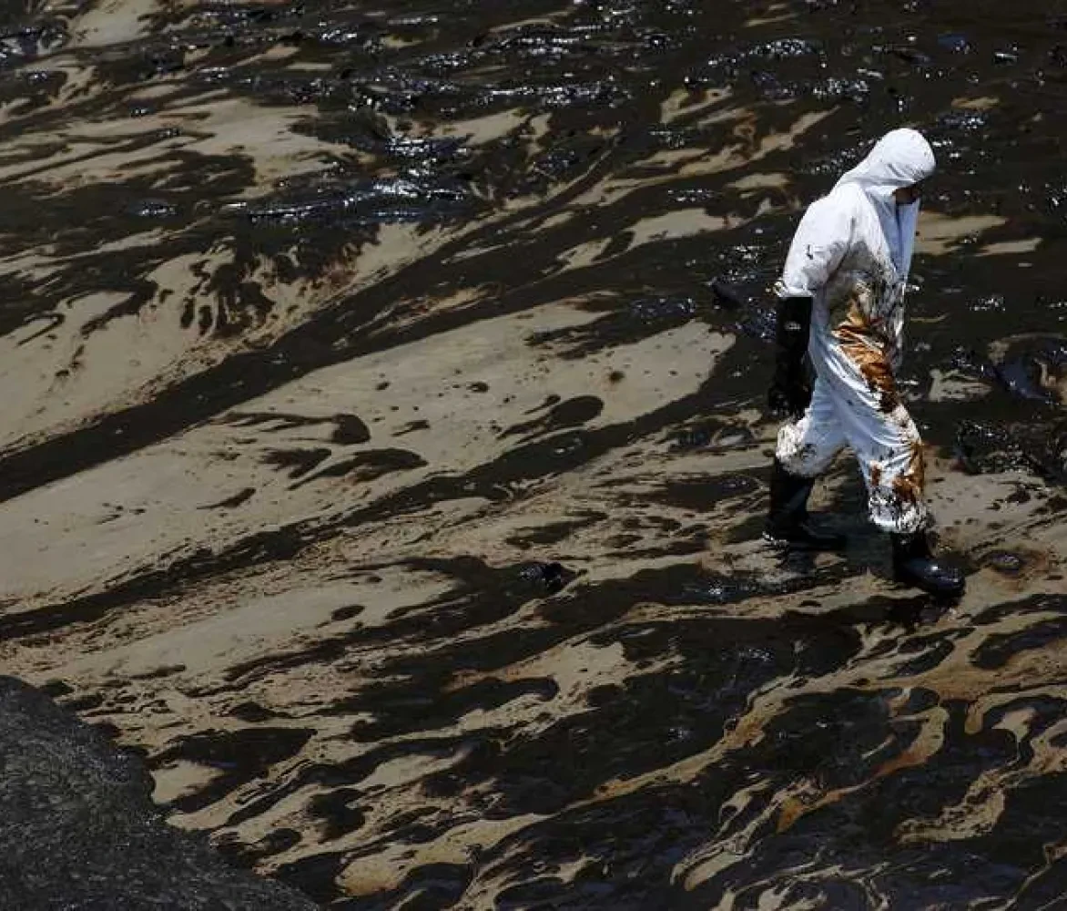 Persoon kuist strand na olielek