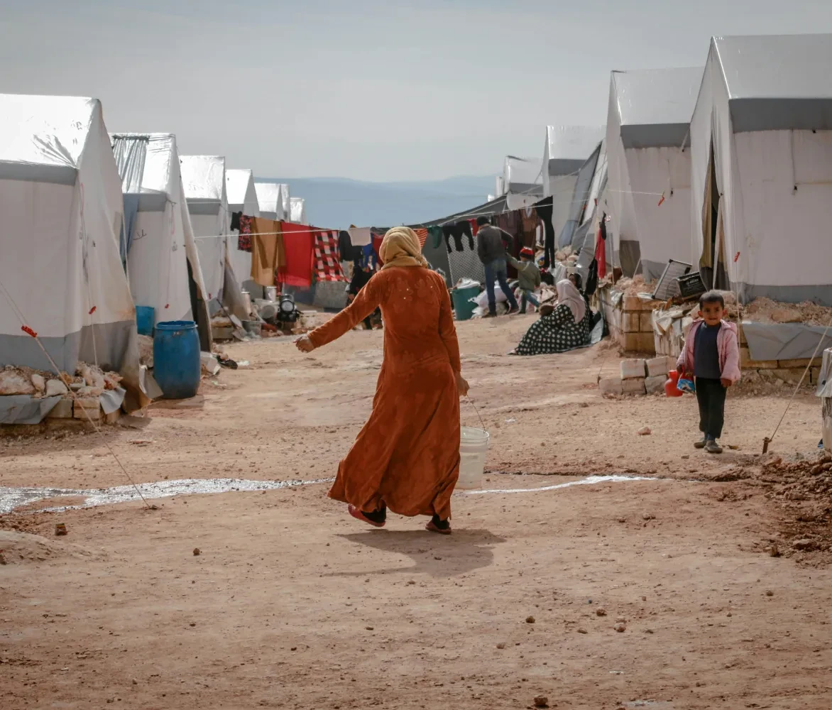 Syrische vrouw in vluchtelingenkamp