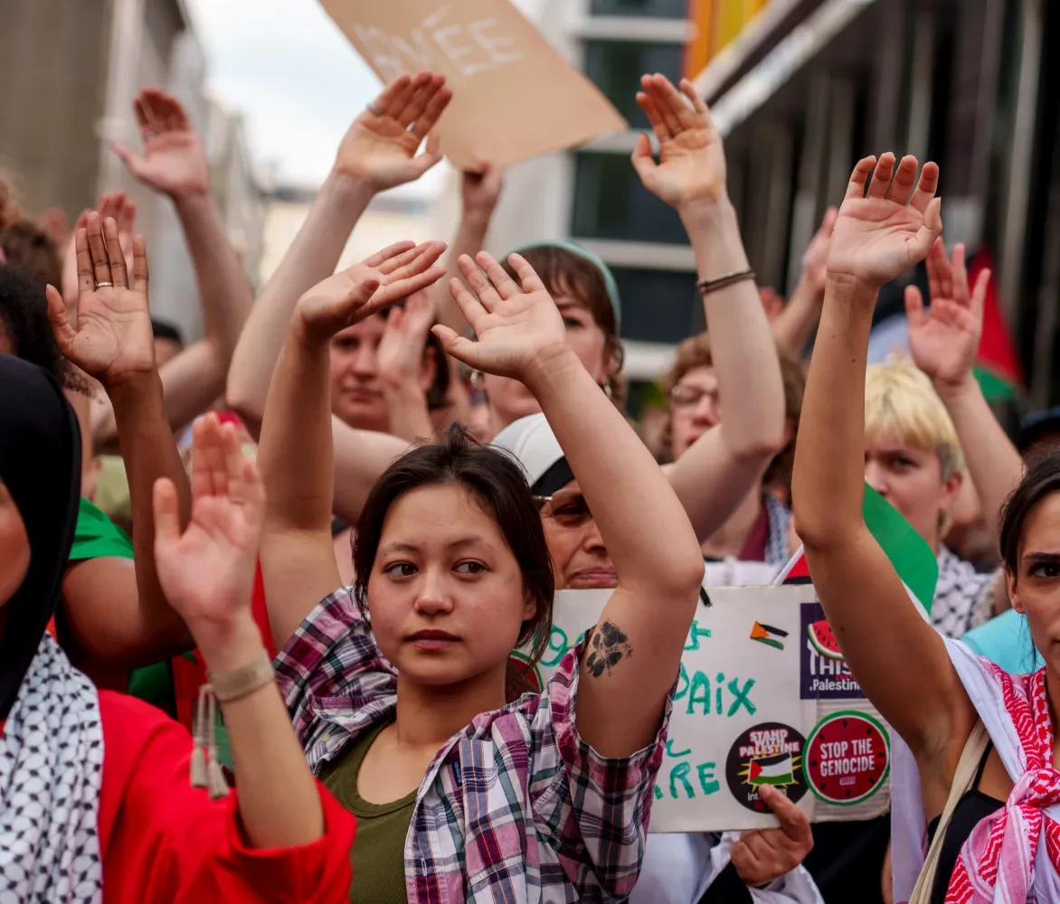 Activistes tijdens een Palestina manifestatie
