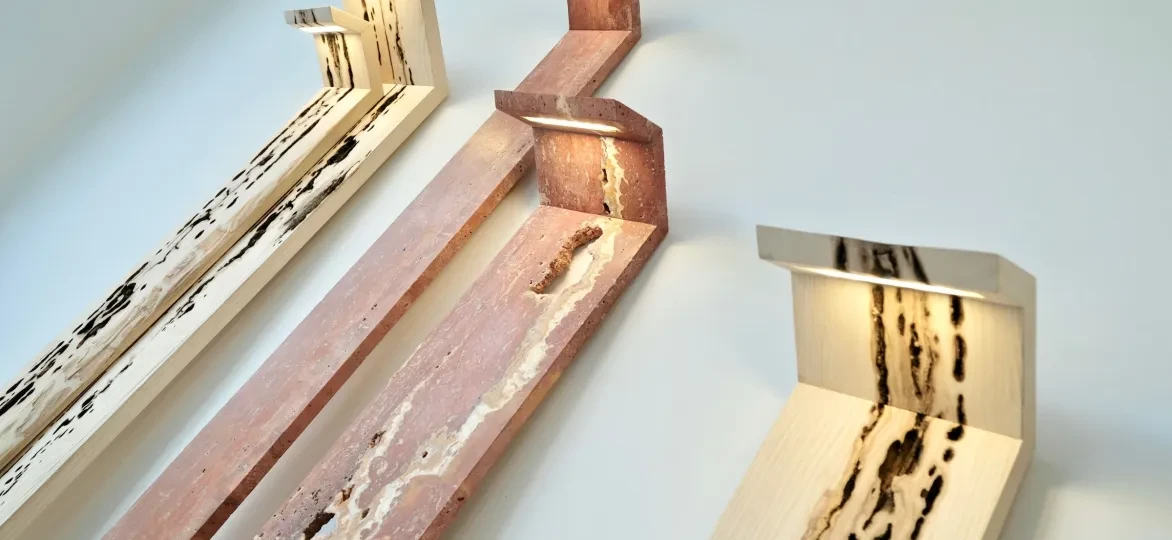 MAAKBAAR ontwerper Filip Jansens ontwikkelde met Lunair een collectie stijlvolle lampen uit afgekeurde hout- en marmerresten