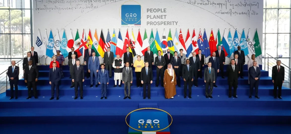 Foto delegatieleiders Top G20 - Rome 2021