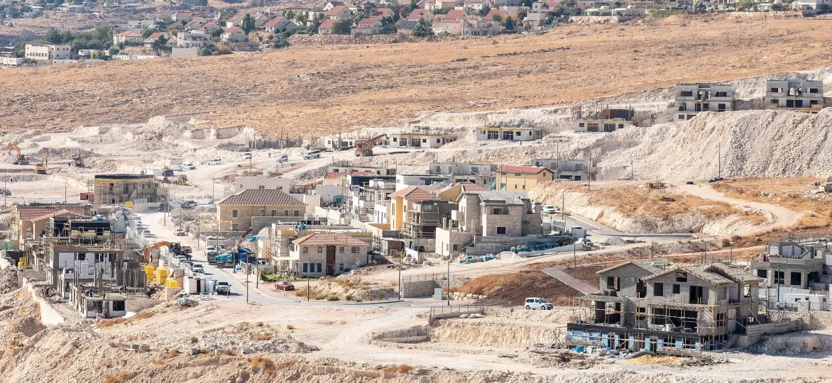 New houses being constructed at the Israeli settlement of Eldad, south of Bethlehem in the West Bank. Settlements are illegal under international law.