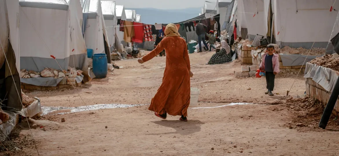 Syrische vrouw in vluchtelingenkamp