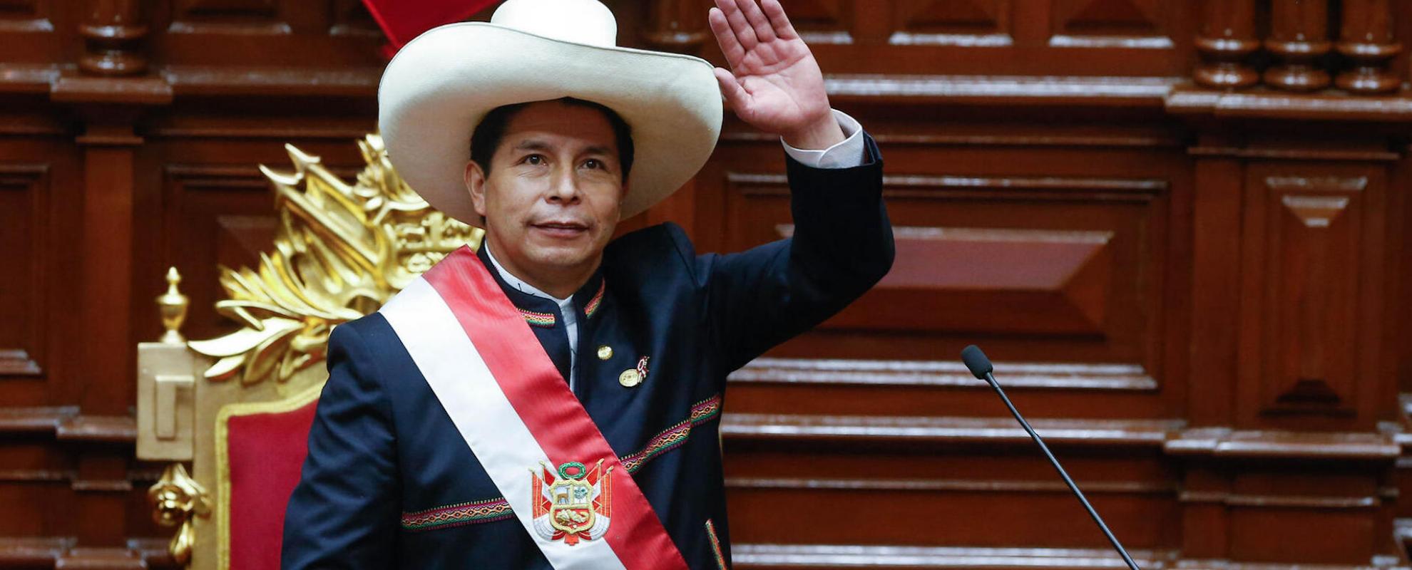 President Pedro Castillo hield zijn eerste toespraak na zijn beëdiging voor het Congres van de Republiek, op de middag van 28 juli.