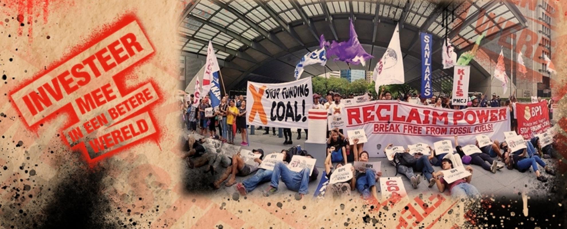 Protestactie tegen fossiele brandstoffen door Asian Peoples' Movement on Debt and Development