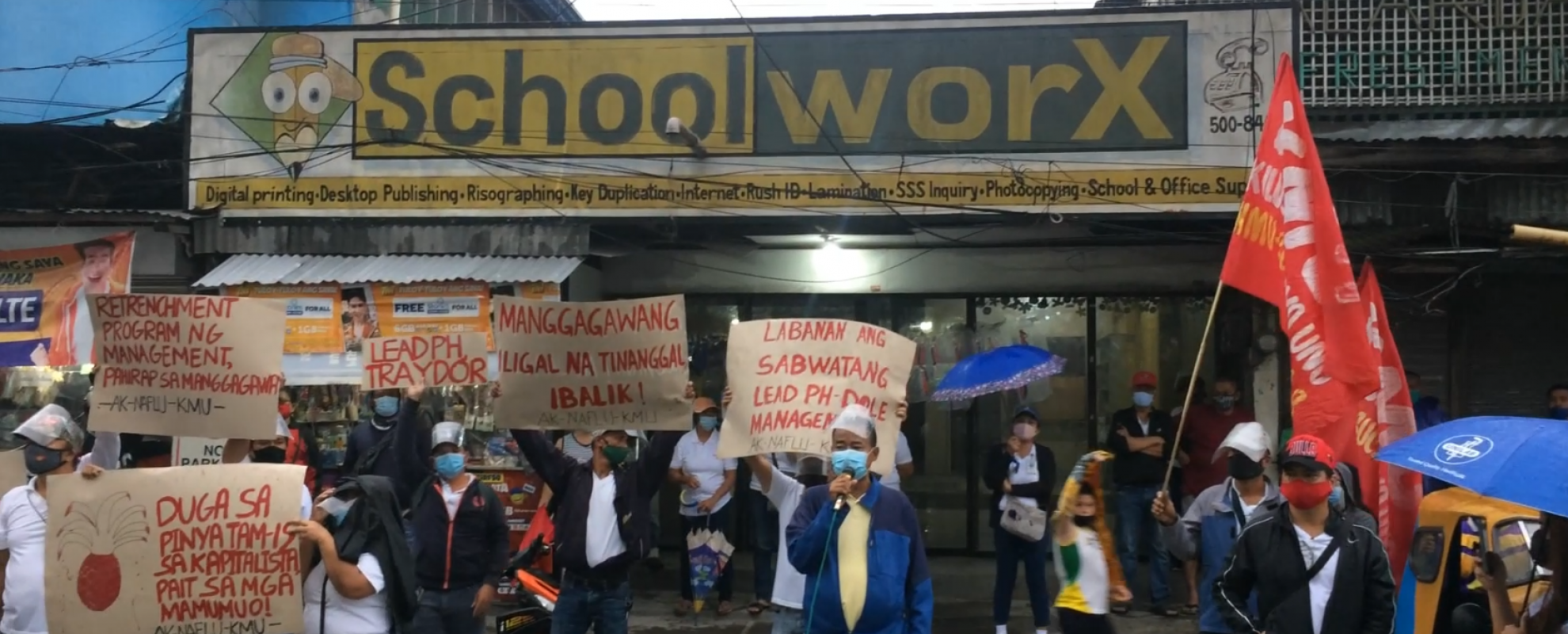 Werknemers protesteren tegen Dolefil