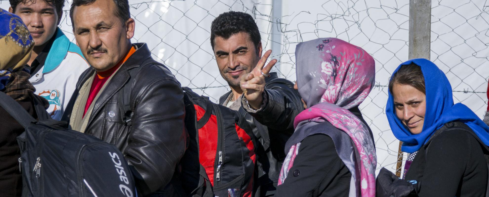 Syriërs op weg naar Europa in Gevgelija - Noord-Macedonië
