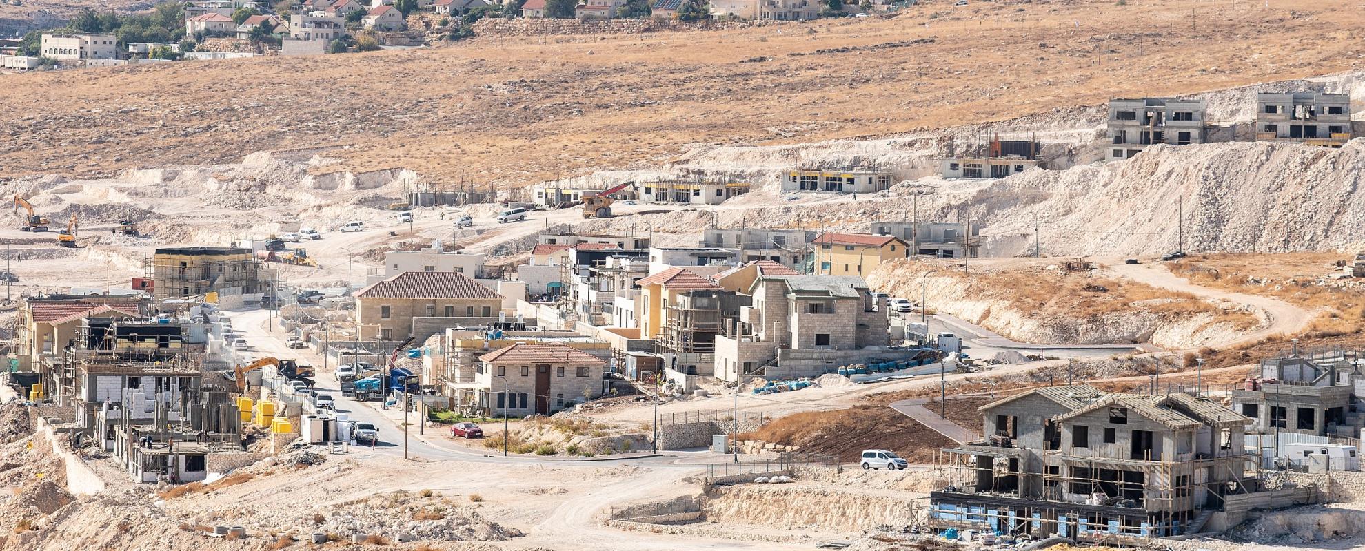 New houses being constructed at the Israeli settlement of Eldad, south of Bethlehem in the West Bank. Settlements are illegal under international law.