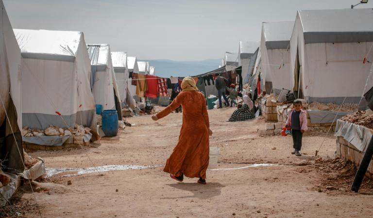 Syrische vrouw in vluchtelingenkamp