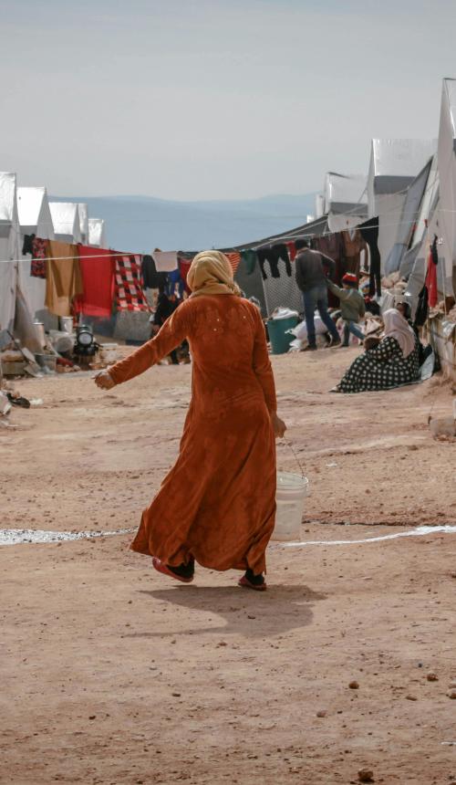 Syrische vrouw in vluchtelingenkamp