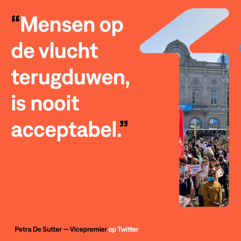 Pushbacks - Quote Petra De Sutter - Mensen op de vlucht terugduwen is nooit acceptabel