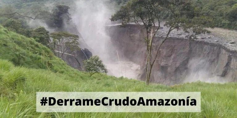 Olielek in de noordelijke provincies in het Ecuadoraanse amazonegebied (Foto: campagne #DerrameCrudoAmazonía)