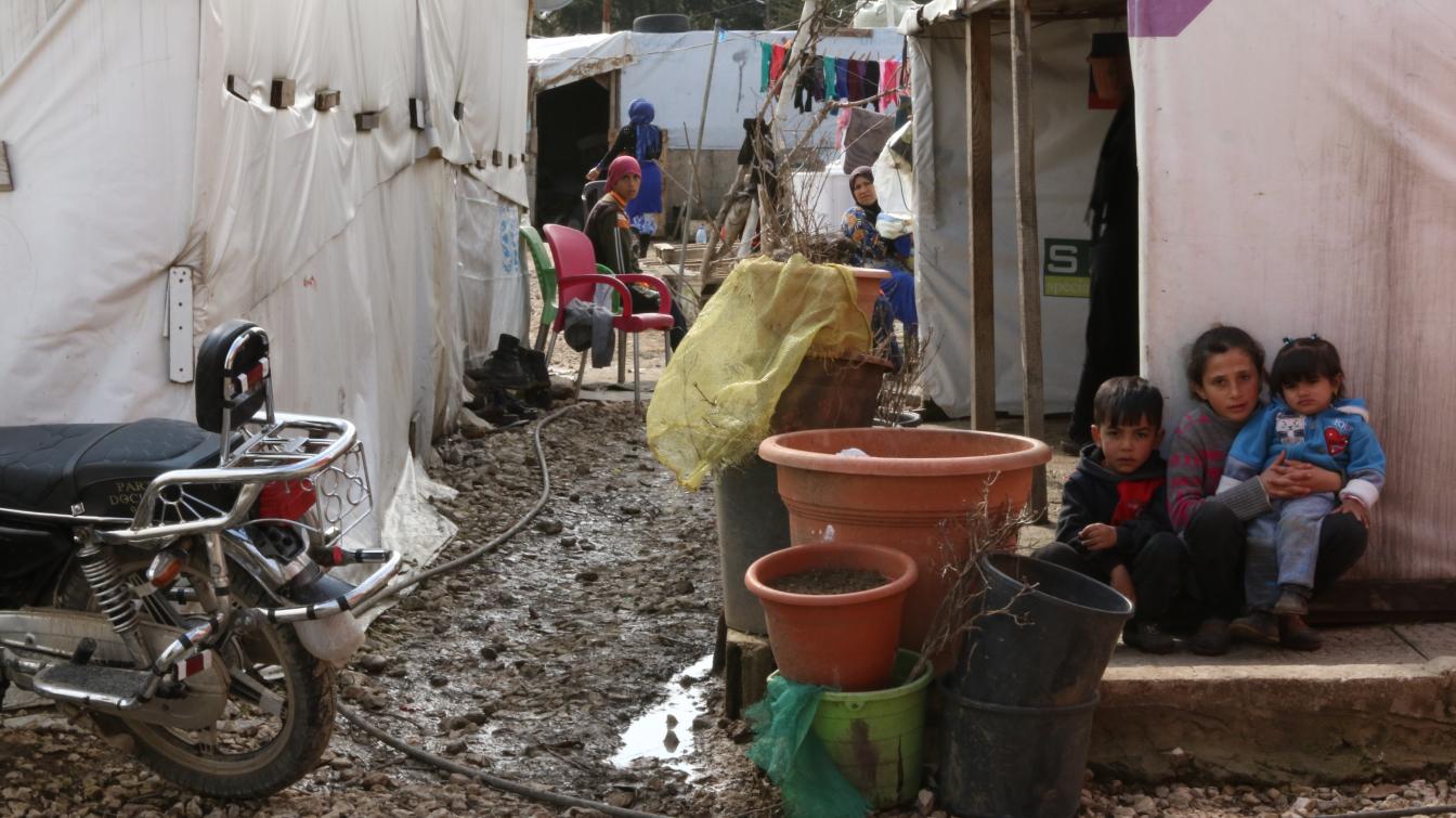 Syrische kinderen in een vluchtelingenkamp in Libanon