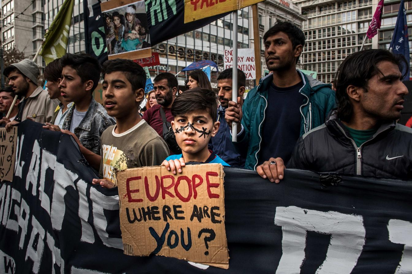 Manifestatie in Athene met oproep aan de EU