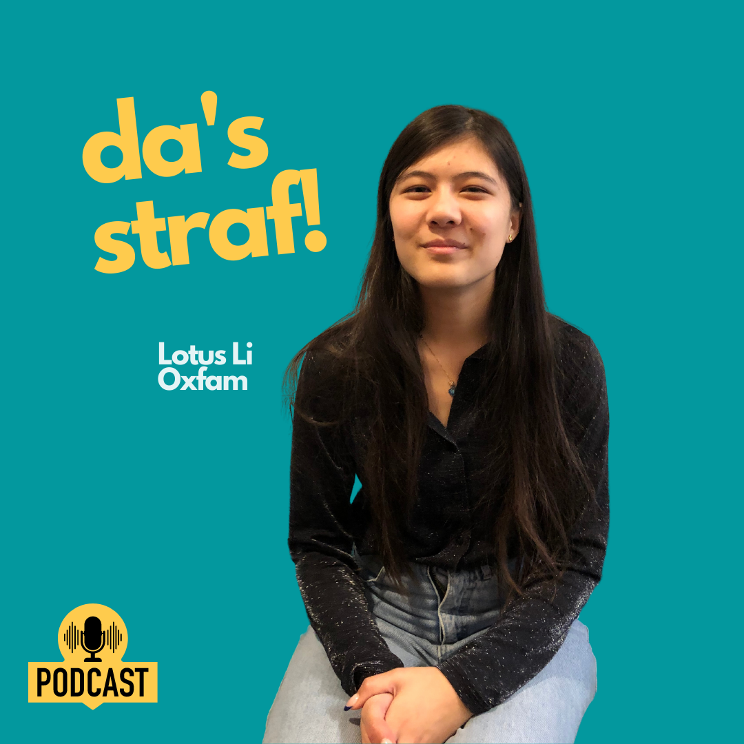 Foto met Lotus Li en logo da's straf podcast