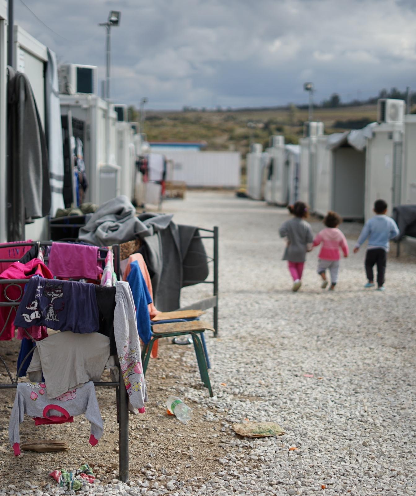 Syrische kinderen in een vluchtelingenkamp in Griekenland