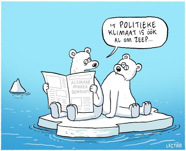 Cartoon Lectrr Shrinking Space - lesmateriaal Klimaatrechtvaardigheid