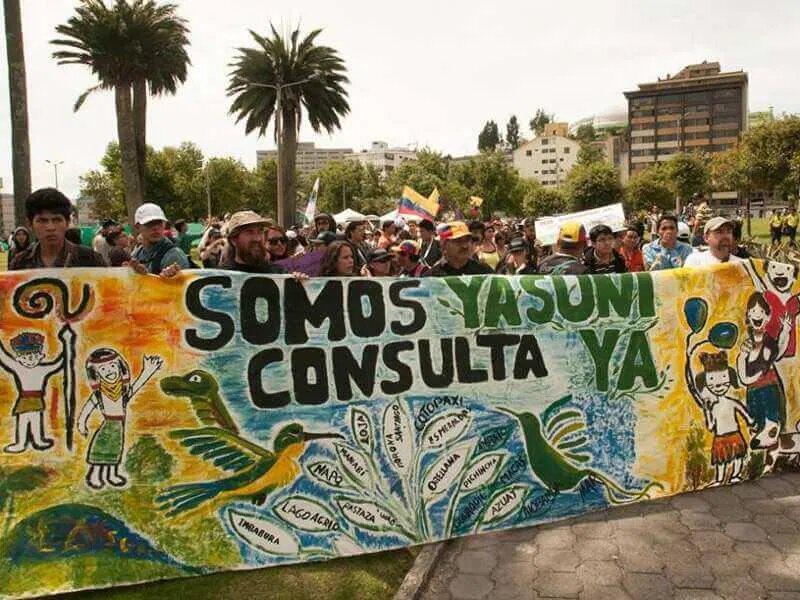 Protest om olie-ontginning in de Yasuní te stoppen