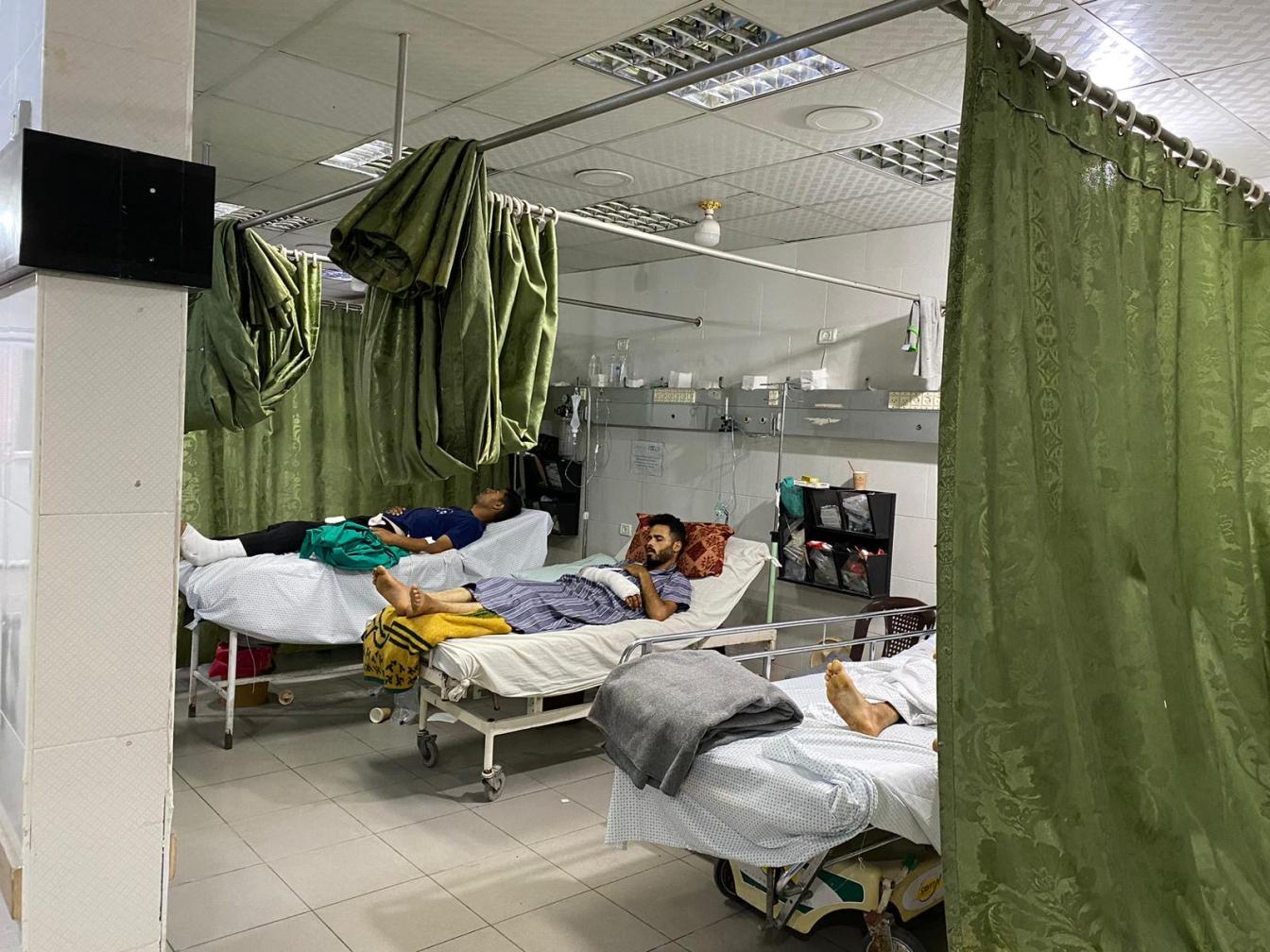 De spoedafdeling van het Al-Awda ziekenhuis
