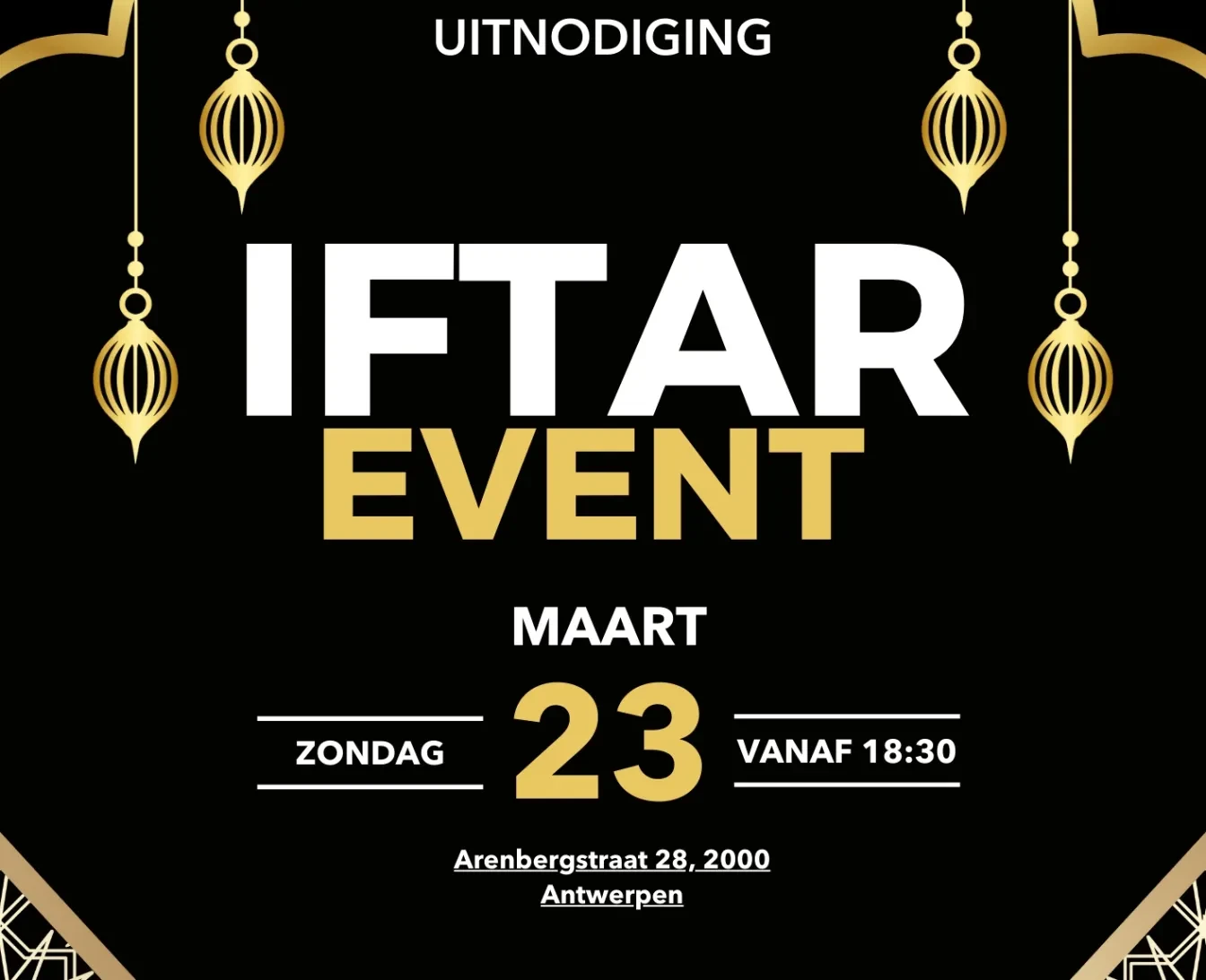 Uitnodiging voor de Iftar van 23 maart