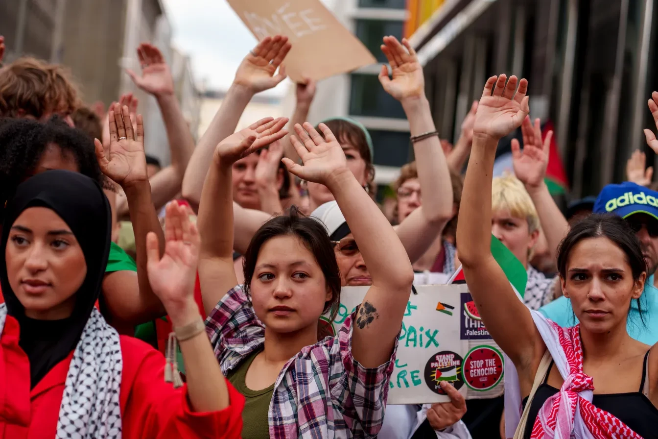 Activistes tijdens een Palestina manifestatie