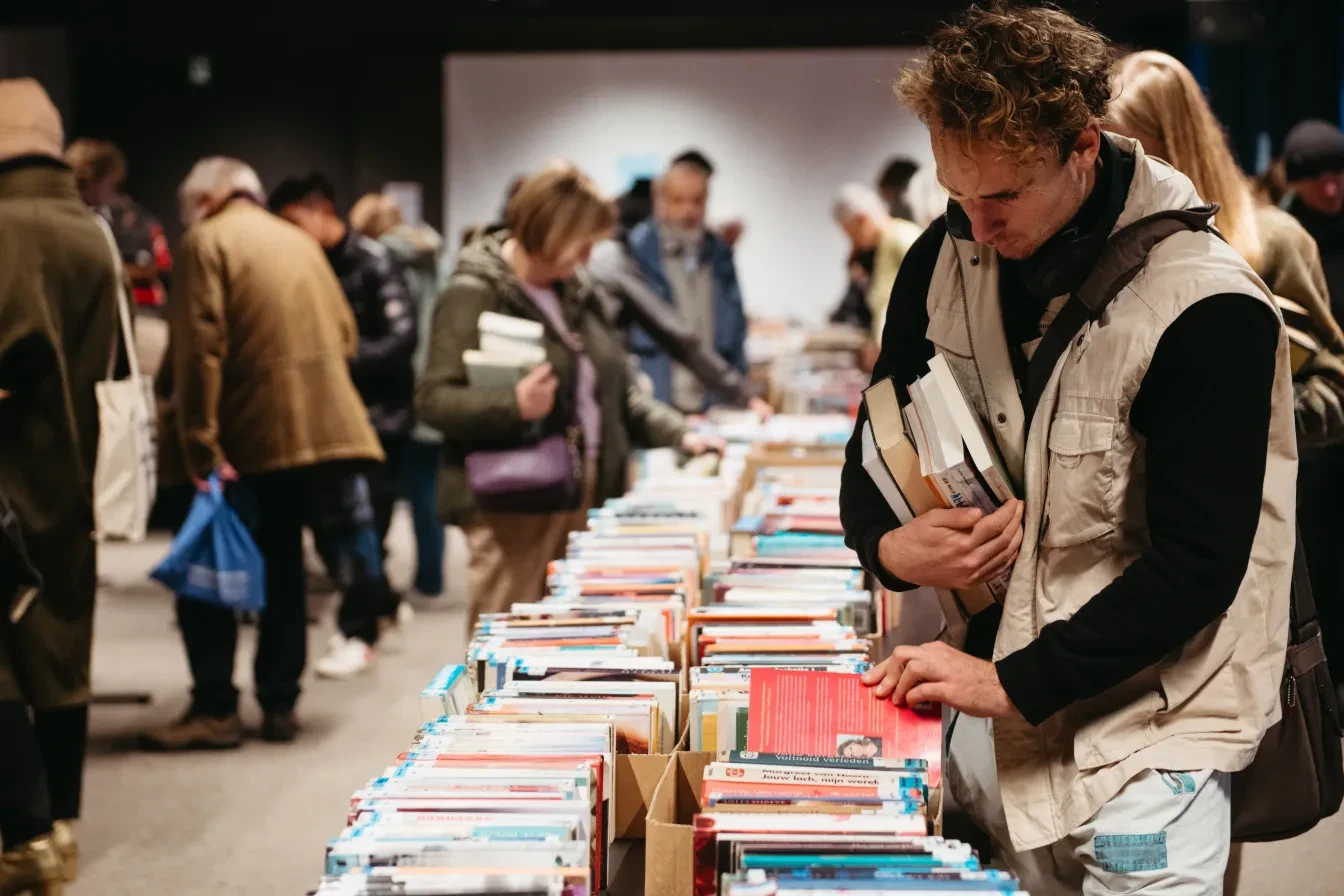 Foto van de boekenverkoop in Gent