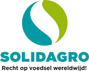 Het logo van Solidagro met daaronder de slogan Recht op voedsel wereldwijd