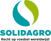 Het logo van Solidagro met daaronder de slogan Recht op voedsel wereldwijd