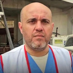 Foto Mohammed Salha, directeur van het Al Awda Ziekenhuis in Gaza