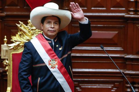 President Pedro Castillo hield zijn eerste toespraak na zijn beëdiging voor het Congres van de Republiek, op de middag van 28 juli.