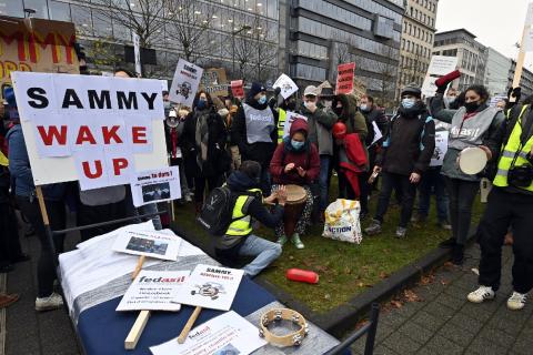 Protest opvangcrisis in Brussel 'Sammy wake up'