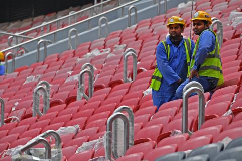WK Qatar arbeiders in stadion