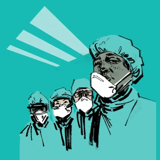 Frontline. Inspired by images of exhausted doctors and nurses. Image created by Kevin Kobsic. Submitted for United Nations Global Call Out To Creatives - help stop the spread of COVID-19.