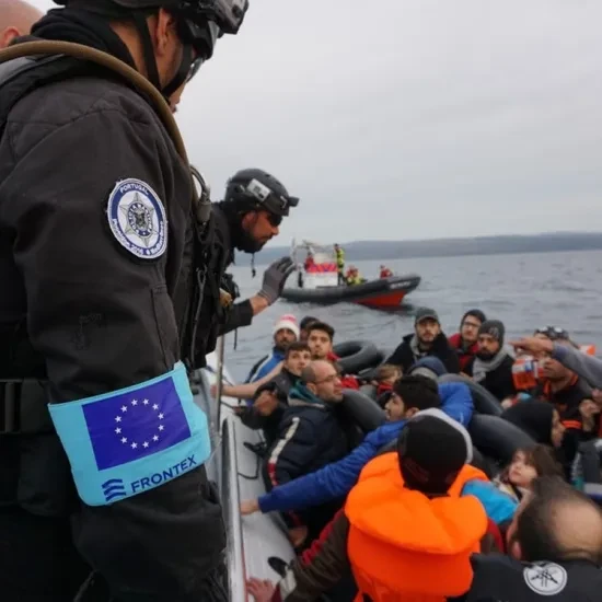 A Portuguese vessel in a Frontex operation in Lesbos Greece