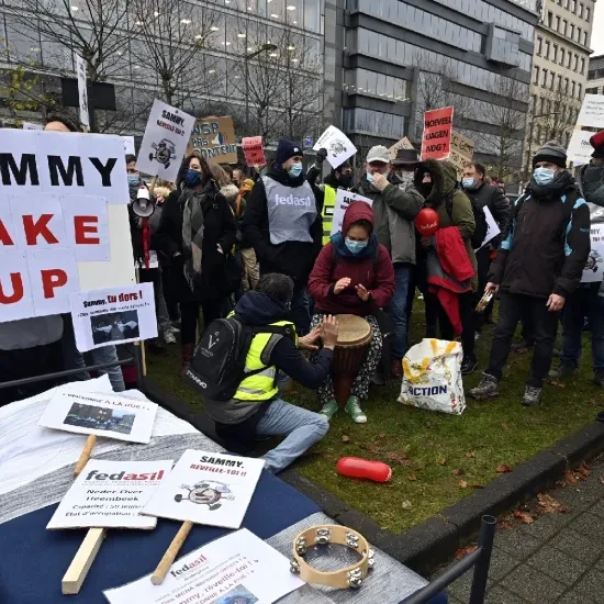 Protest opvangcrisis in Brussel 'Sammy wake up'