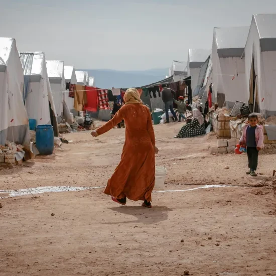 Syrische vrouw in vluchtelingenkamp