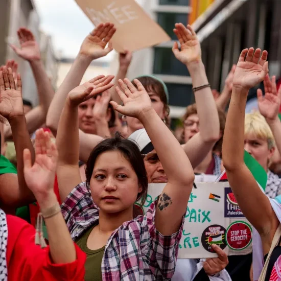 Activistes tijdens een Palestina manifestatie